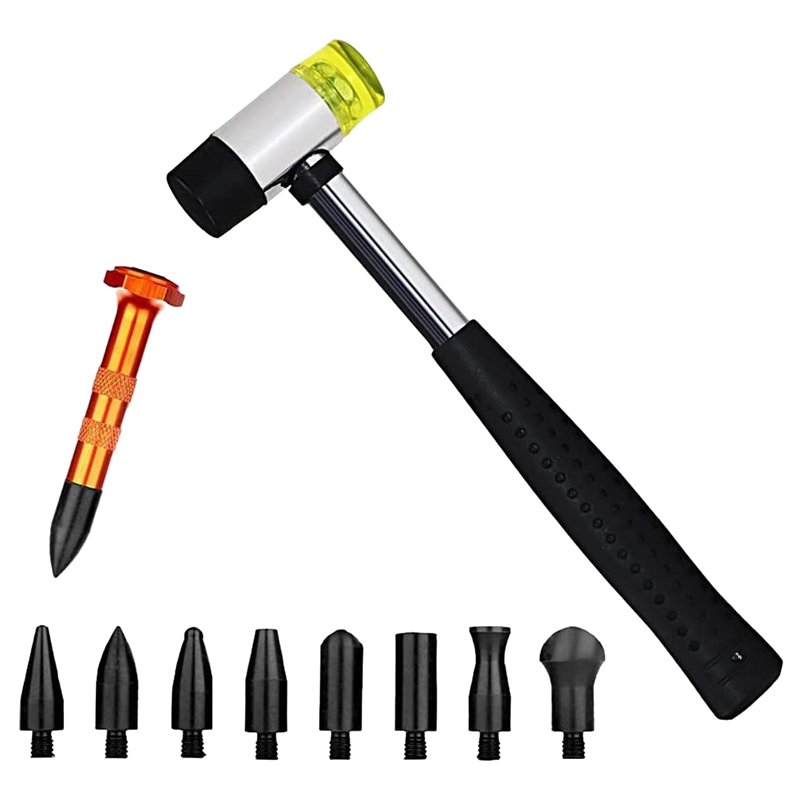 10Pcs Car Body Paintless Dent Repair Tools with Head Tap Down Tools Set Dent Repair Kit