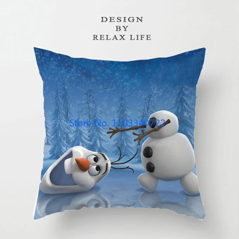 Olaf Frozen Princess Elsa Anna Girl Cushion Cover Plush Pillowcase Pillow Case Sofa Car Home Decor 45x45cm Kids Birthday Gift