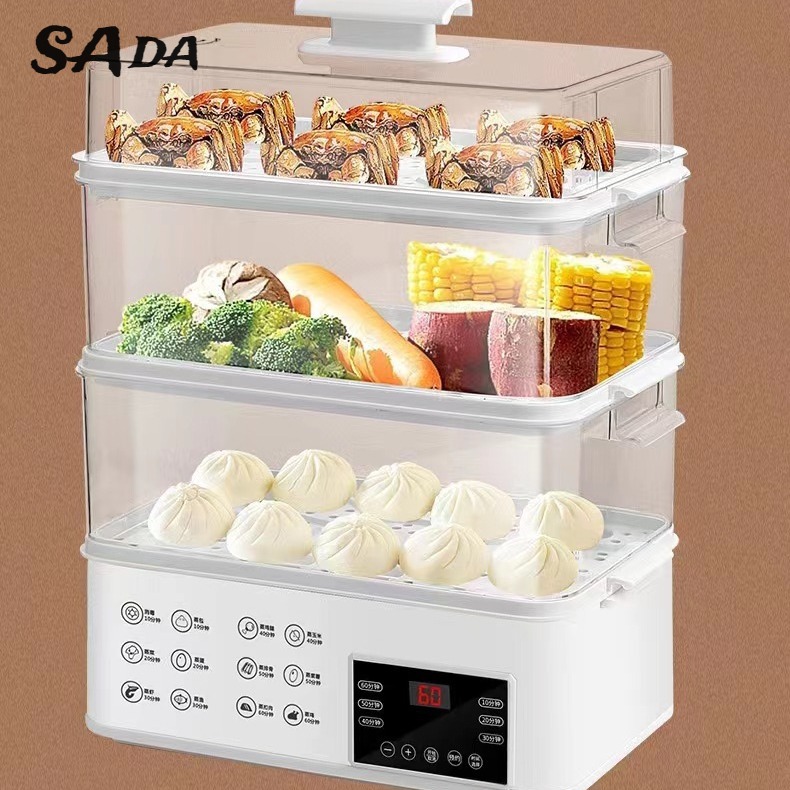 SADA Nồi hấp điện Nồi hấp nhiều tầng dung tích lớn đa năng đa năng gia dụng tất cả trong một nồi hấp hẹn giờ Nồi hấp điện