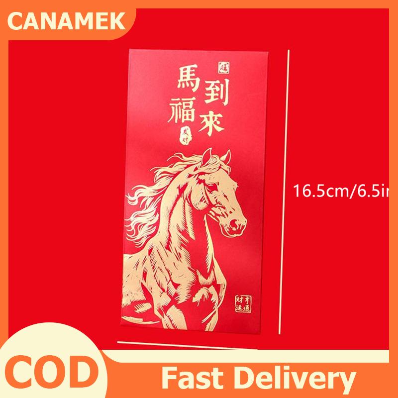 CANAMEK 6 chiếc 2026 năm mới Phong Bì Màu Đỏ Lễ Hội Mùa Xuân Trung Quốc May Mắn Phong bì màu Đỏ túi tiền cung cấp năm con ngựa âm lịch