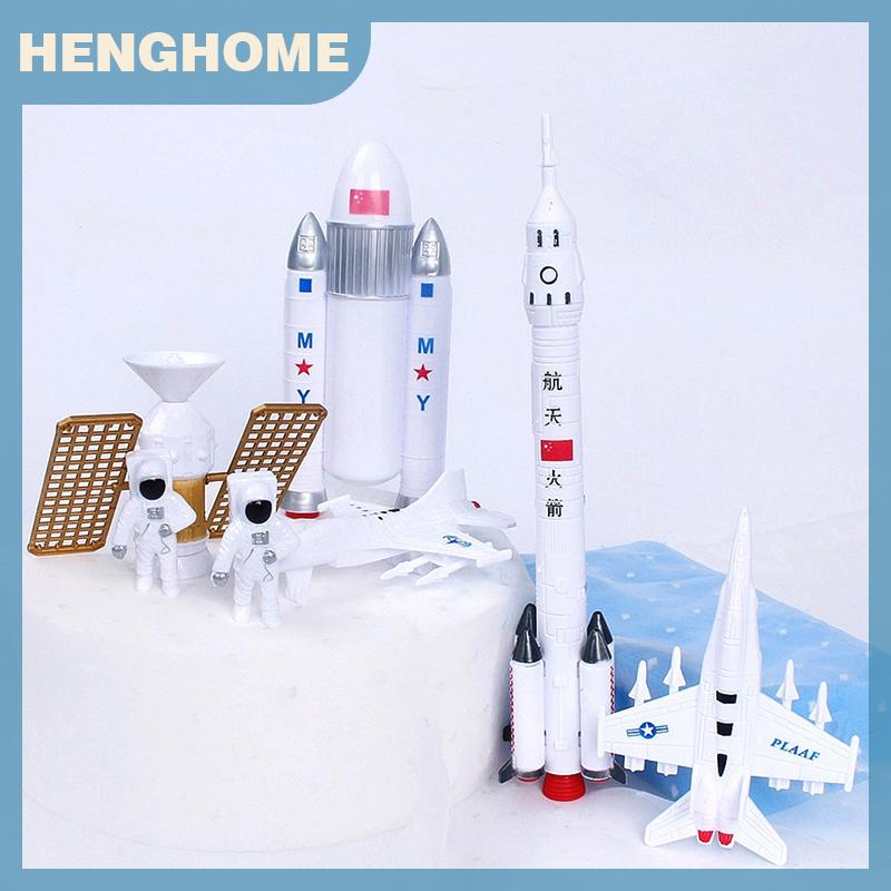 HENGHOME 1 bộ đồ chơi tên lửa mô hình máy bay tên lửa vệ tinh Phi Hành Gia đồ trang trí bánh