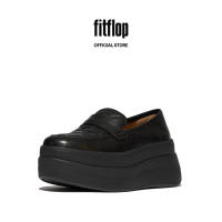FitFlop F-MODE Womens Stack Quilted-Leather Loafers - All Black (E4N-090)