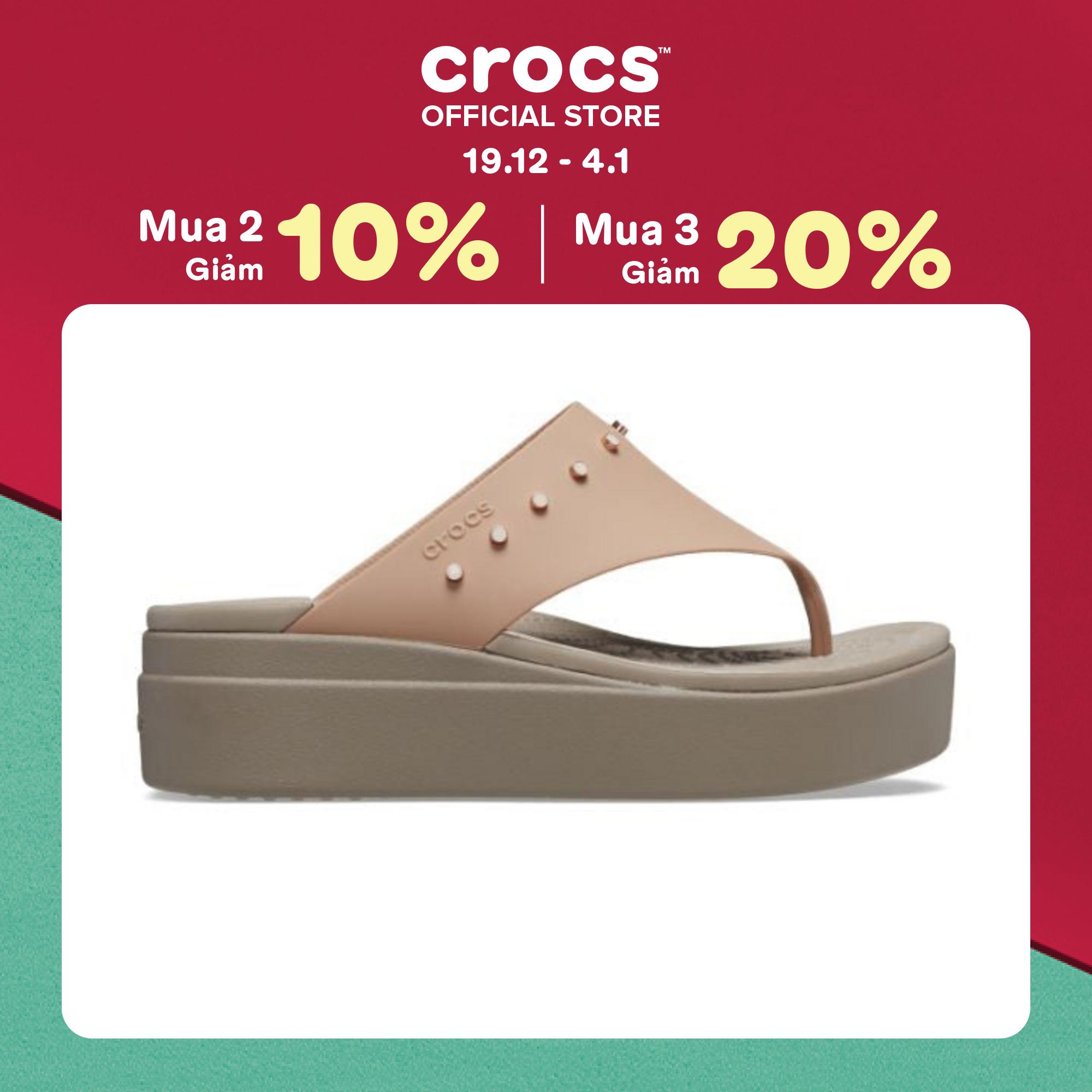 Dép Xỏ Ngón Nữ Crocs Brooklyn Studded - Cork