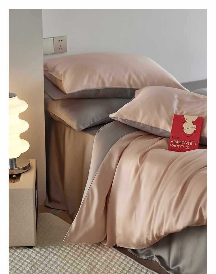 Set di biancheria da letto 60 pezzi in Tencel Four tinta unita Ice Silk Summer Naked, lenzuolo con angoli elasticizzati, set copripiumino, set di lenzuola in tre pezzi AoyuejHasd-CB