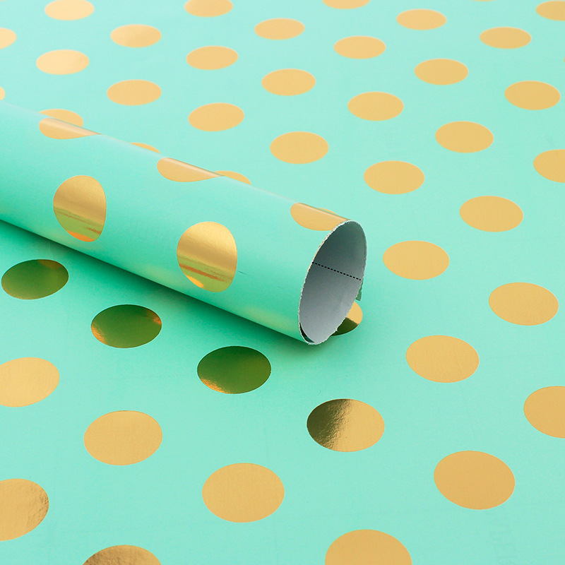 Premium Laser Gold Foil Star Dotted Stripe Wrapping Paper Fantasy Colorful Happy Birthday Gift Paper 礼物包装纸