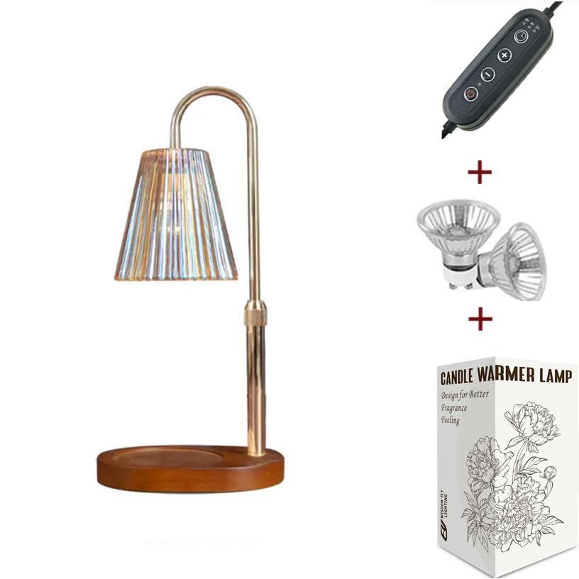 【LOCAL STOCK-Deliver in 2-3 days】Candle Warmer Lamp - Electric Scented Candle Heat Lamp - Dimmable Wax Oil Lamp with Wooden Base for Rooms Yoga Rooms and Aromatherapy - Height Adjustable 2H/4H/8H TimerGifts suitable for family friends siblings