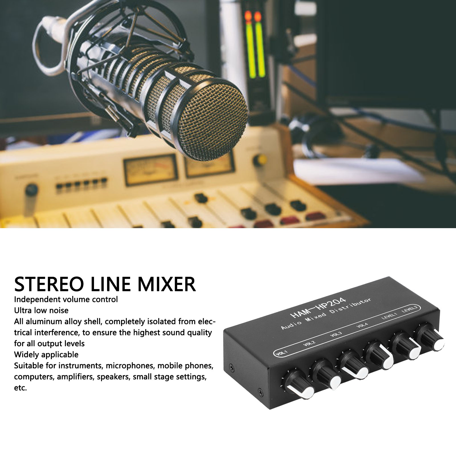Stereo Mixer nhà phân phối Stereo dòng mixer 4 kênh cho cho bàn phím cho PC