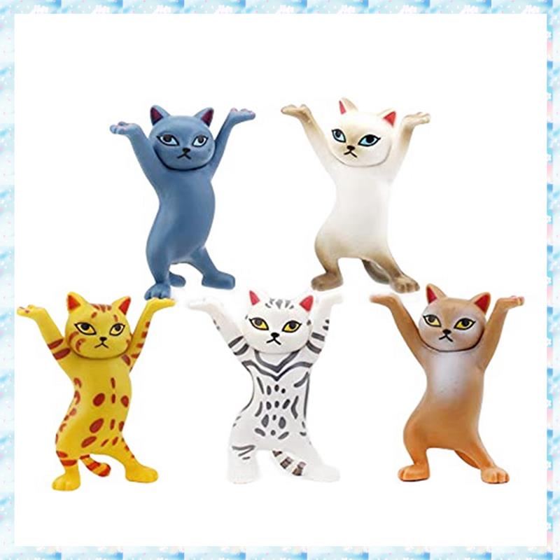(HYXW) 5 PCS Dancing Cat Holder Headset Stand Cat Coffin Dance Cat Pen Holder Desktop Display Stand Cute Decoration