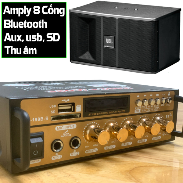 Amly karaoke - Âm ly giá rẻ - Amly Mini Bluetooth BT198B-B Kết Hợp Ghi Âm , Echo  - phiên bản cao cấp, chức năng đa dạng, chống rú, rít, khuếch đại mọi âm thanh - Bảo hành 12 tháng