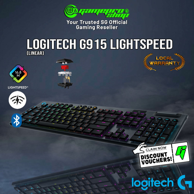 Logitech G915 Lightspeed Wireless (Clicky / Tactile / Linear) RGB Mechanical Gaming Keyboard Singapore