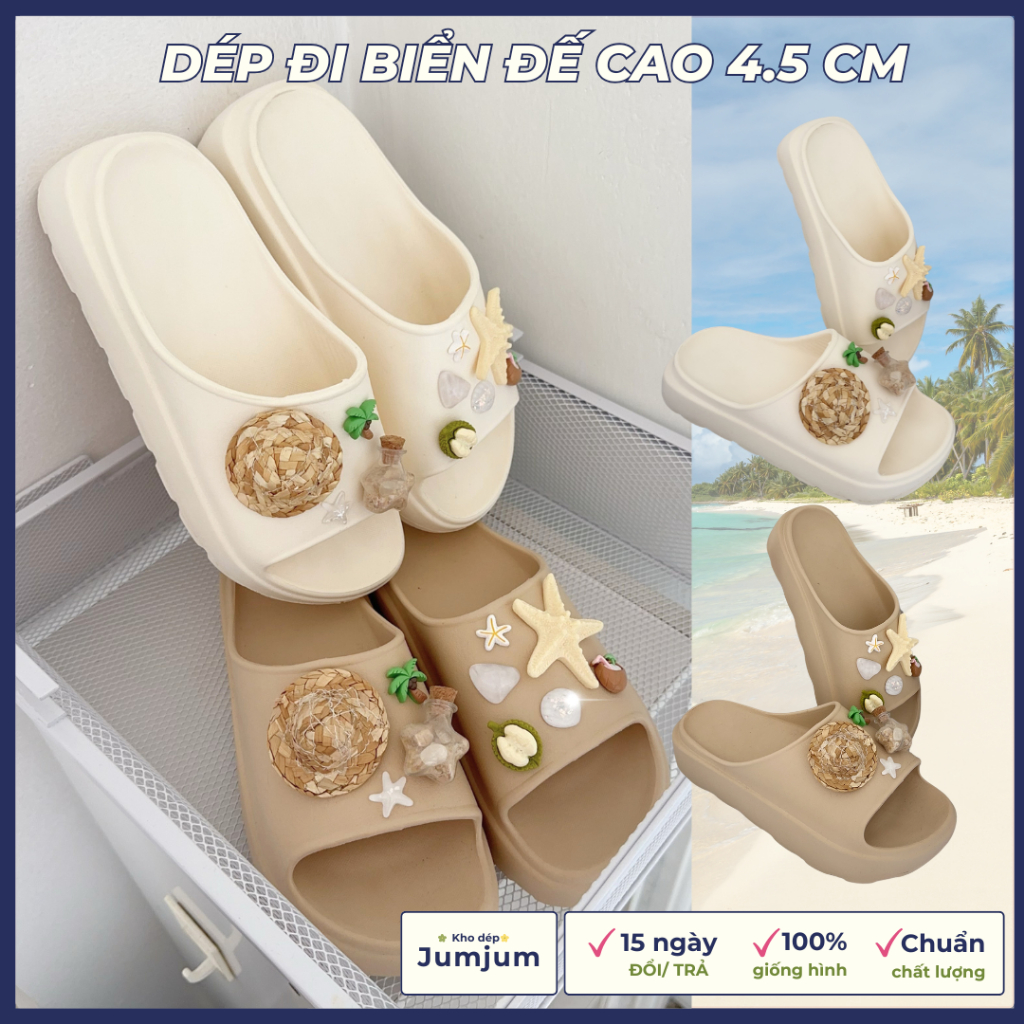 Dép sao biển vỏ sò đi biển đế cao su mềm 4.5 (cm) chống trơn trượt, êm chân kháng nước chống trượt thời trang hiện đại