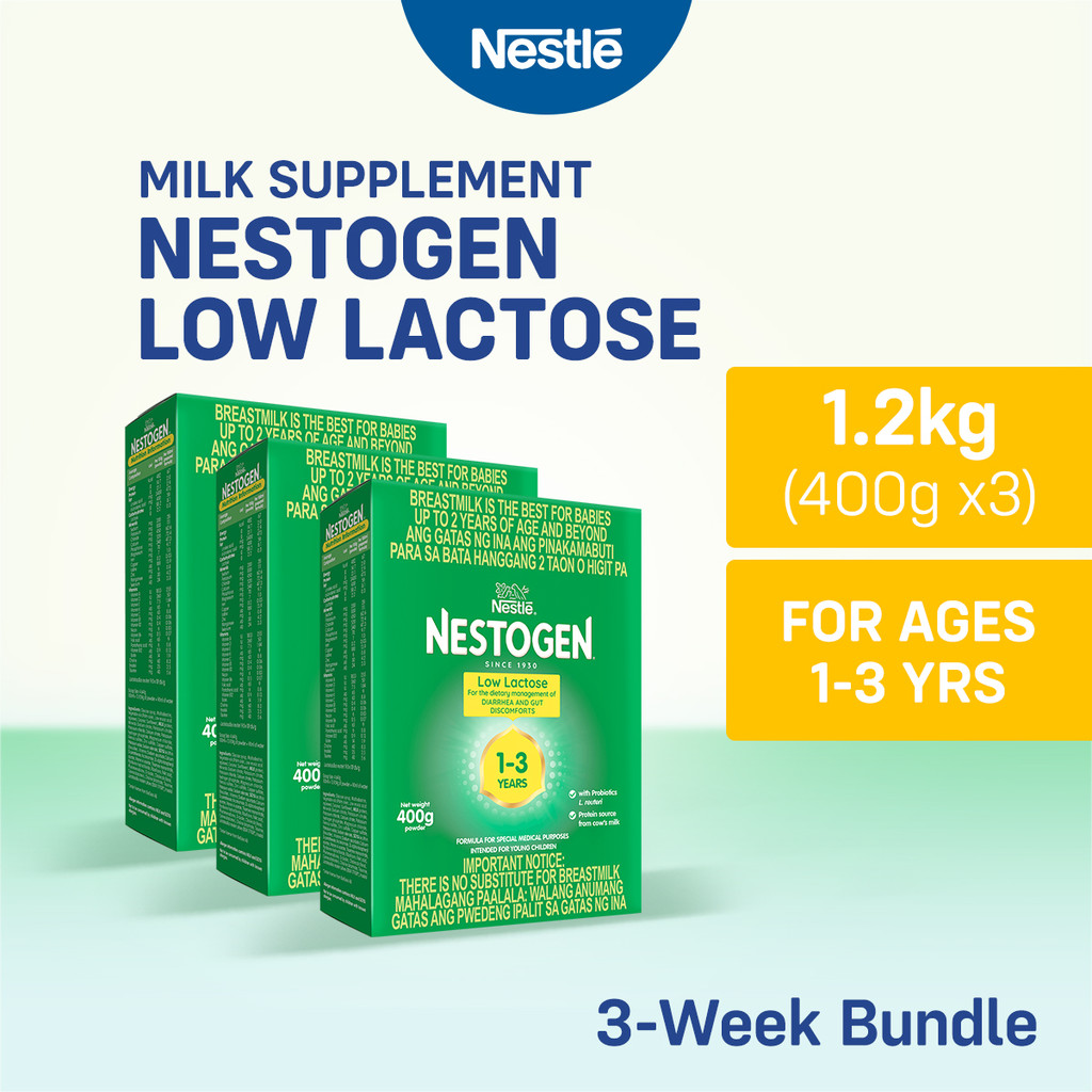 NESTOGEN Low Lactose Milk Supplement Powder for Children 1-3 Years Old 400g - Pack for 3