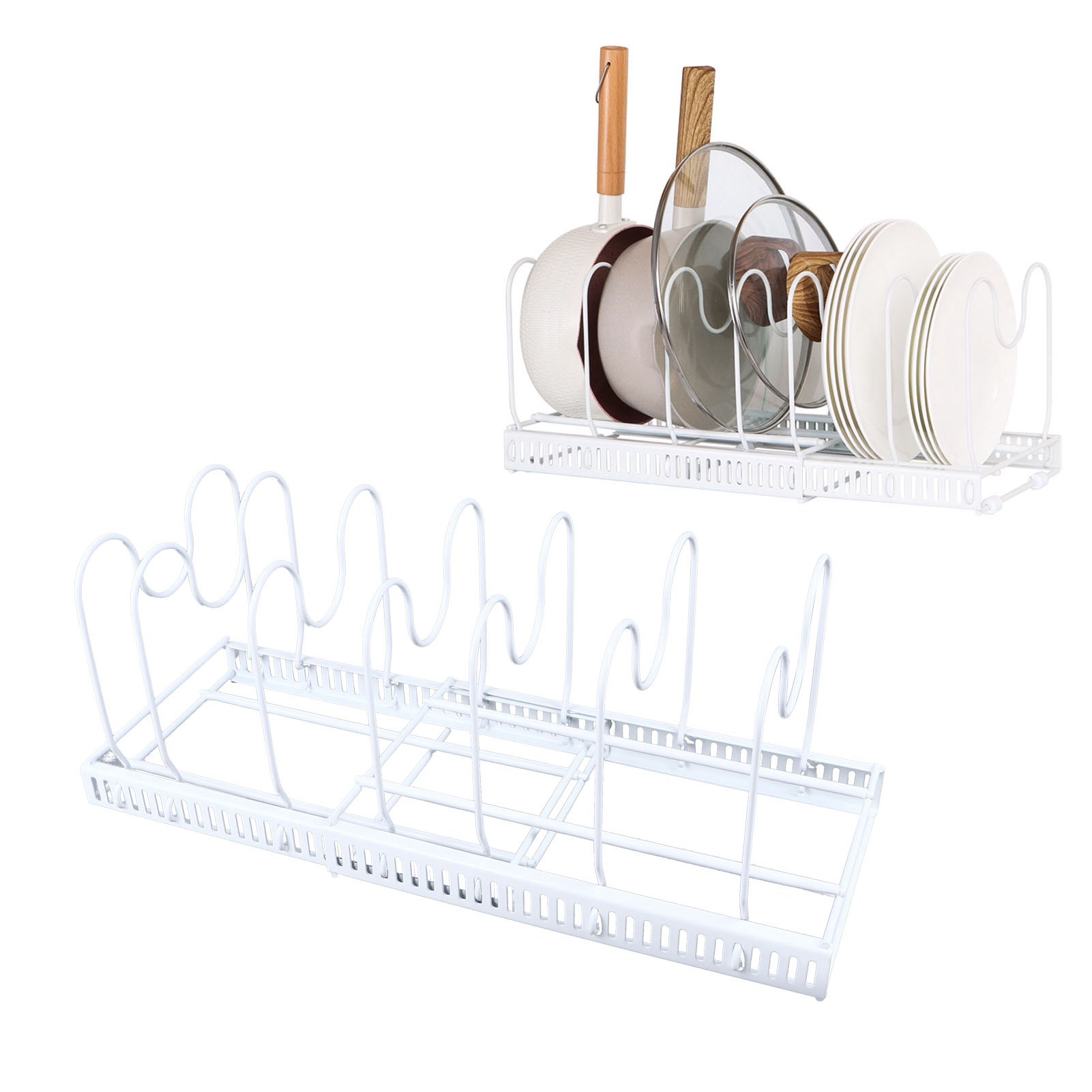 Có thể mở rộng chậu Chảo chủ tiết kiệm không gian Tabletop nồi Pan tổ chức giá bền cho nhà bếp