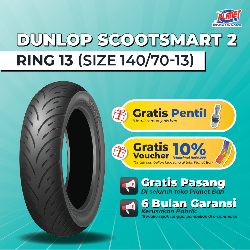 Motorcycle Tire Ring 13 - 140/70 Dunlop Scootsmart 2 (Rear Motorcycle Tire Nmax, Pcx 160, Adv 150, Adv 160) Harga 785,000 rupiah*Gratis Ongkir
