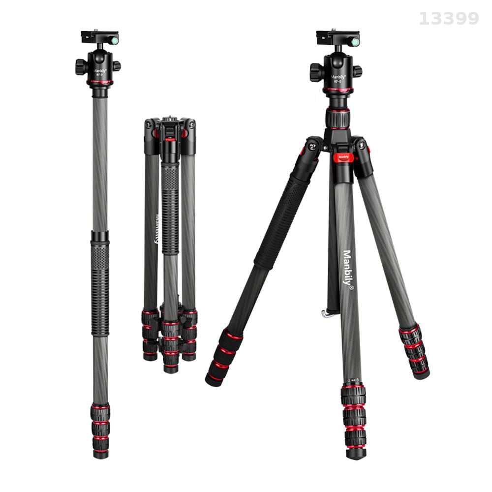 Manbily MC-284 68.1-inch Foldable Tripod Camera Stand with Ball Head Carbon Fiber 15kg/33lbs Load Capacity 4 Sections Portable Tripod Stand with Quick Release Plate Detachable Centre Column & Monopod for Various Cameras