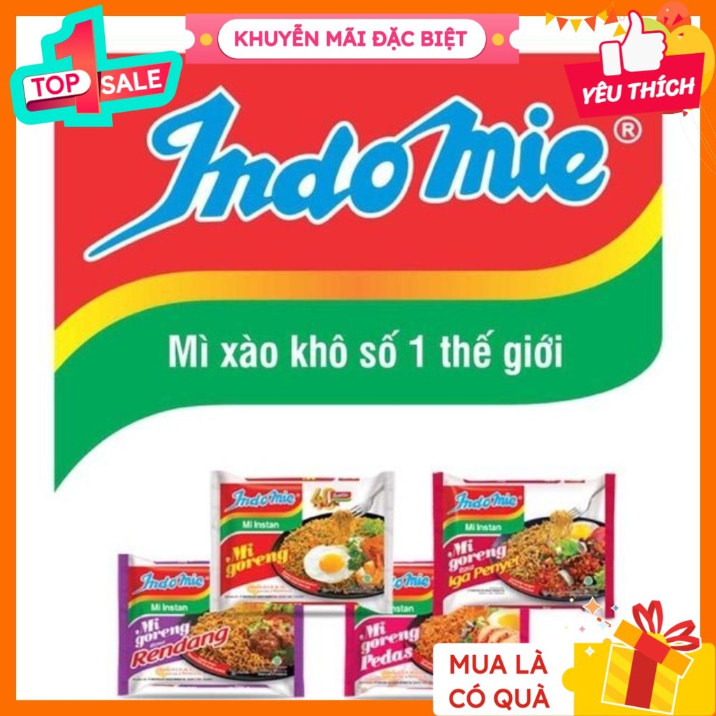 Mì indomie Thùng 20 gói, Mì indomie vị Cay nồng, Bò Tím, Sườn Cay, Đặc Biệt Trắng Và Mix vị