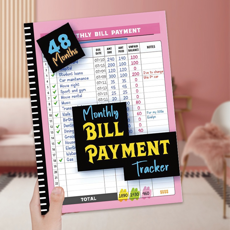 [PIA Store] SelectedMonthly Bill Payment Tracker 48 Months Expense and Bill Tracker with Calendar & Debt Payoff Planner