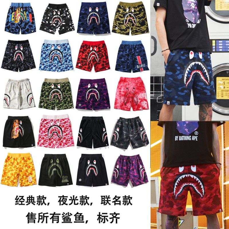 Japan NEW Summer Bape Shark Head Quick-dry 3d Printed Men's And Women's Casual Sports Shorts Fashion Brand Holiday Hawaii Beach Pants Korean style