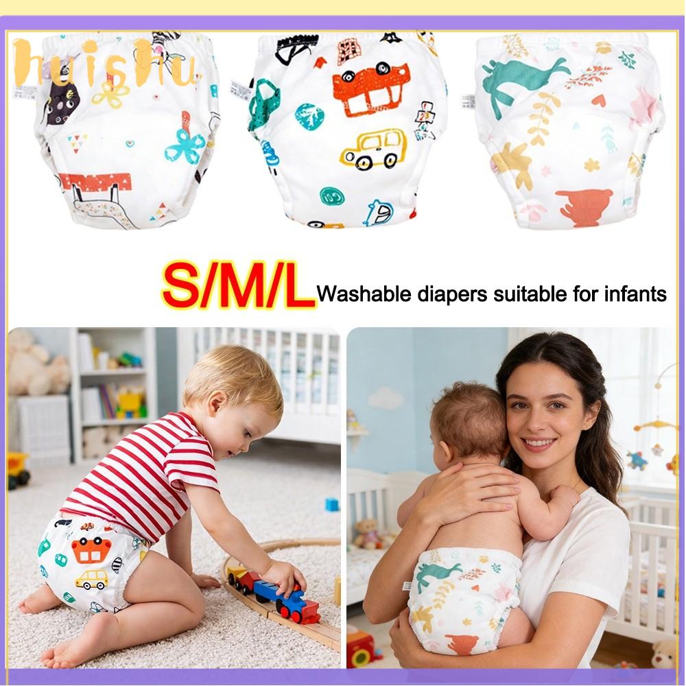 HUISHU Thoáng khí Quần tập cho bé Chống thấm nước Bông Tã em bé có thể giặt Mềm mại Có thể giặt Tã em bé Sử dụng cho trẻ  biết đi