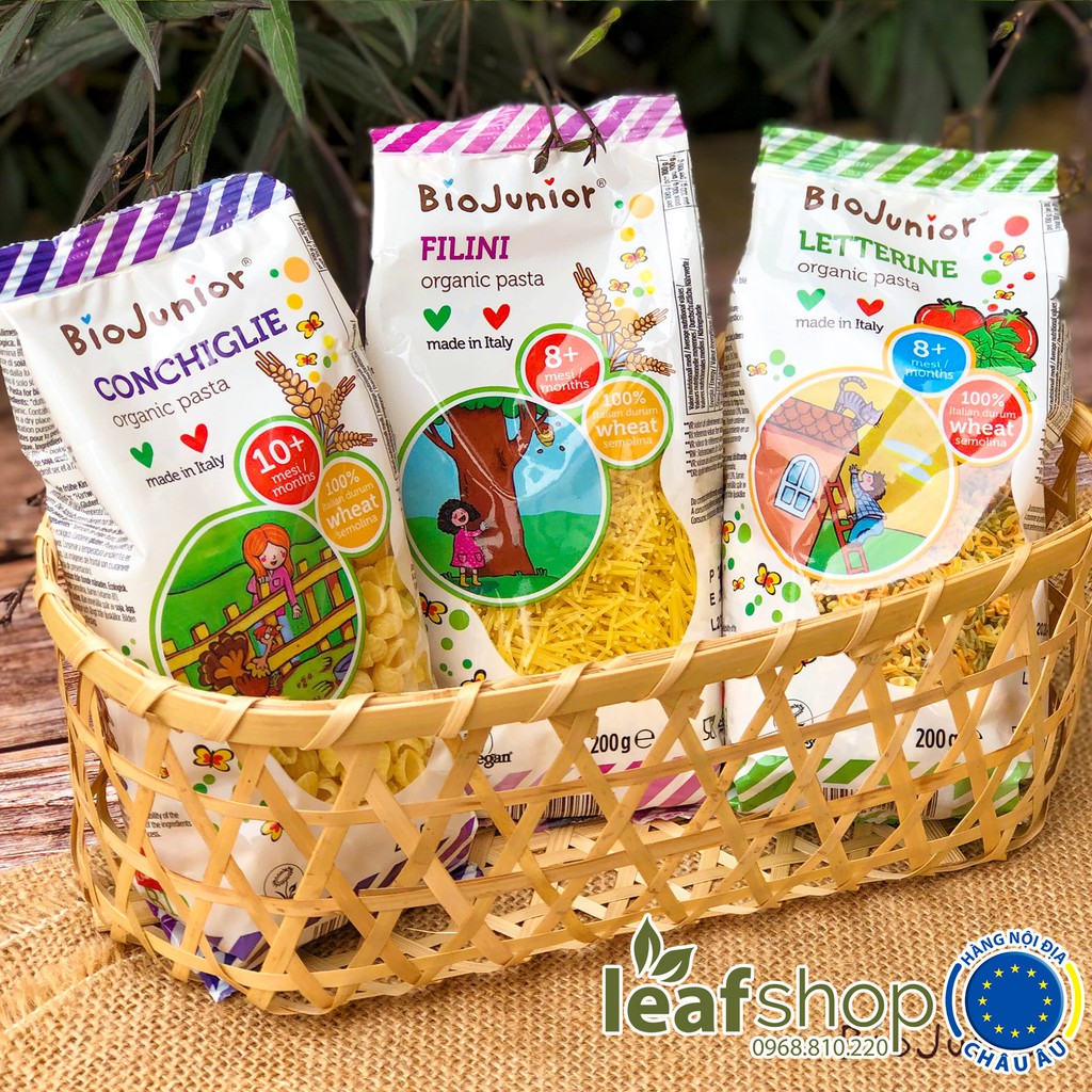 Mì nui ăn dặm hữu cơ cho bé Bio Junior 200gr -Leaf organic