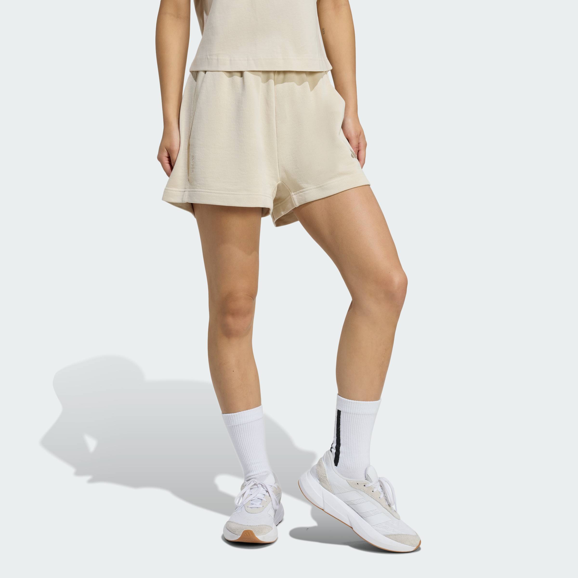 adidas Phong cách sống Quần Short Vải Thun Da Cá ALL SZN Nữ Be JY7793
