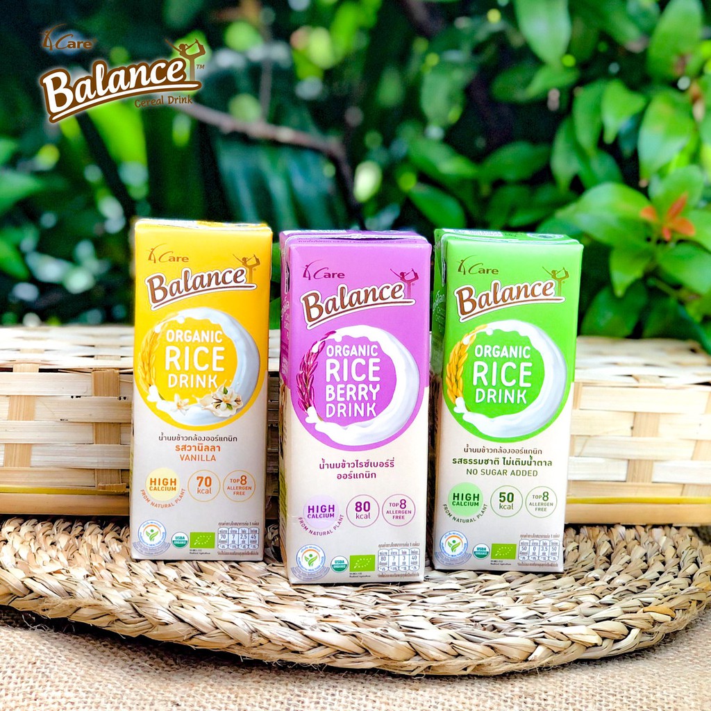 Sữa gạo hữu cơ Thái Lan 4Care Balance organic 180ml nhiều hương vị lựa