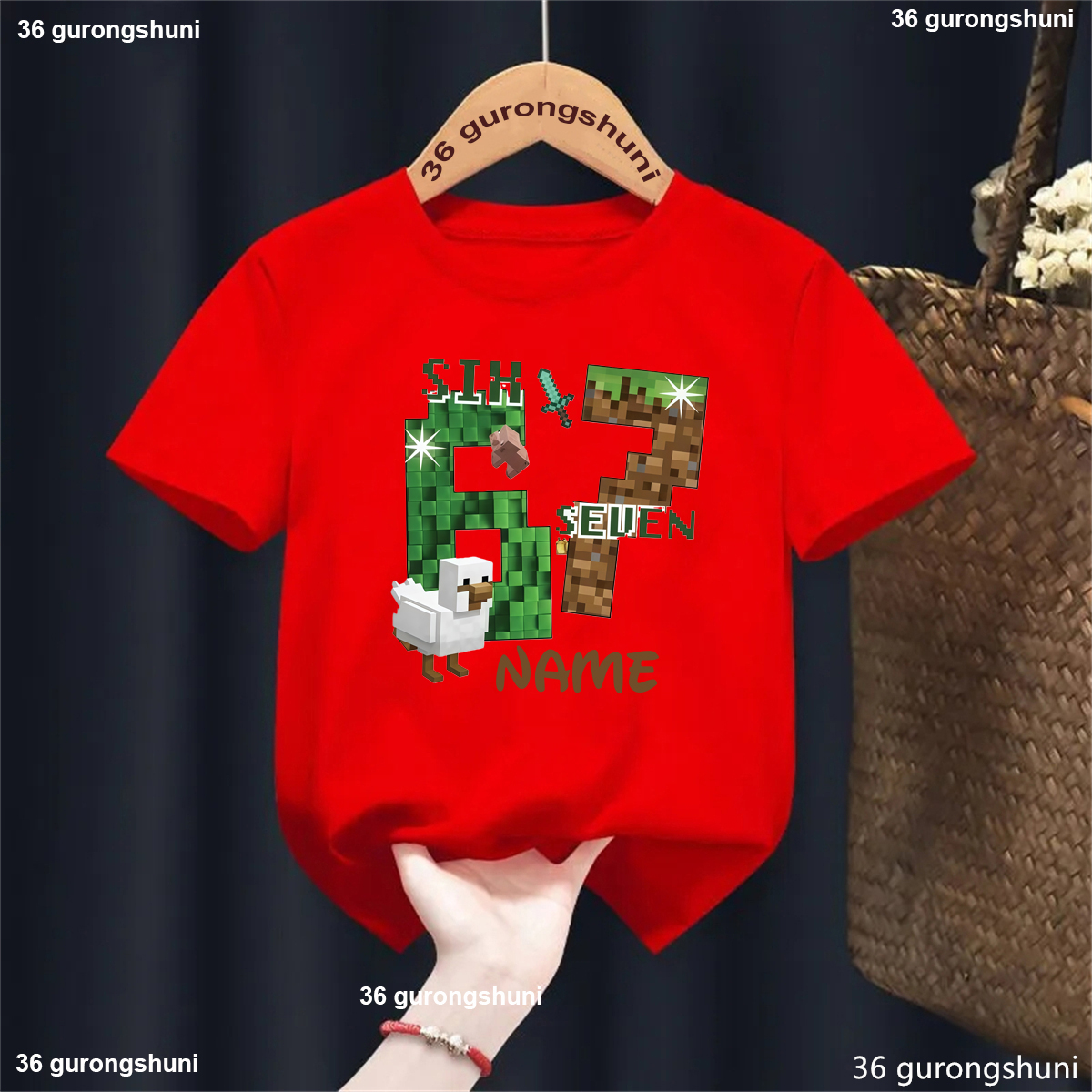 Hot Sale Custom Name Italian Brainrot 67 Meme Printed T Shirt Girls/Boys Kawaii Kids Clothes Summer Short Sleeve Shirt Solid T-Shirt - 5