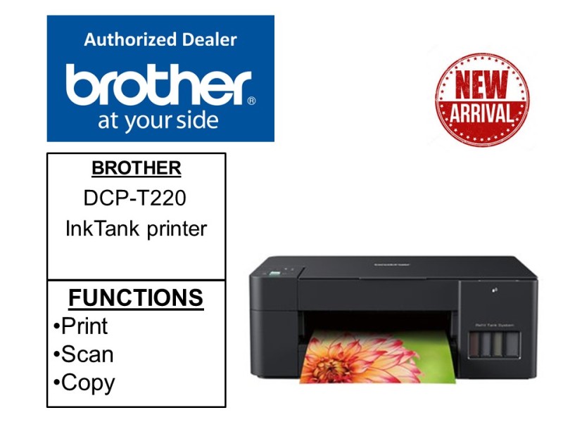 [Singapore warranty] New Brother DCP-T220 Refill Tank System 3-In-1 Printer A4 Inktank Multi-Function Centre (MFC) T220 User-friendly and super low cost printer for home users Print Scan Copy Singapore