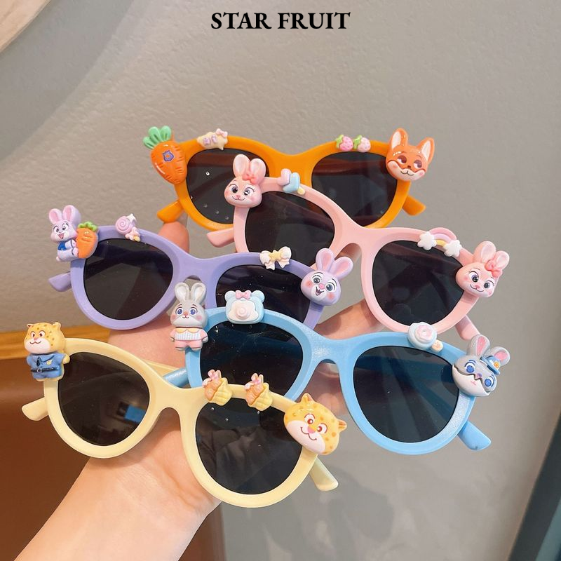 STAR FRUIT⭐ Cute Cartoon Rabbit Sunglasses for Kids UV400 Protection Fashionable Sun Glasses for Boys and Girls ราคา 30 บาท*ส่งฟรี