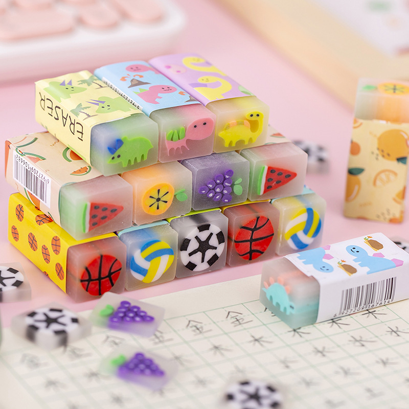 Gôm tẩy bút chì hình hoa quả, khủng long siêu cute dễ thương