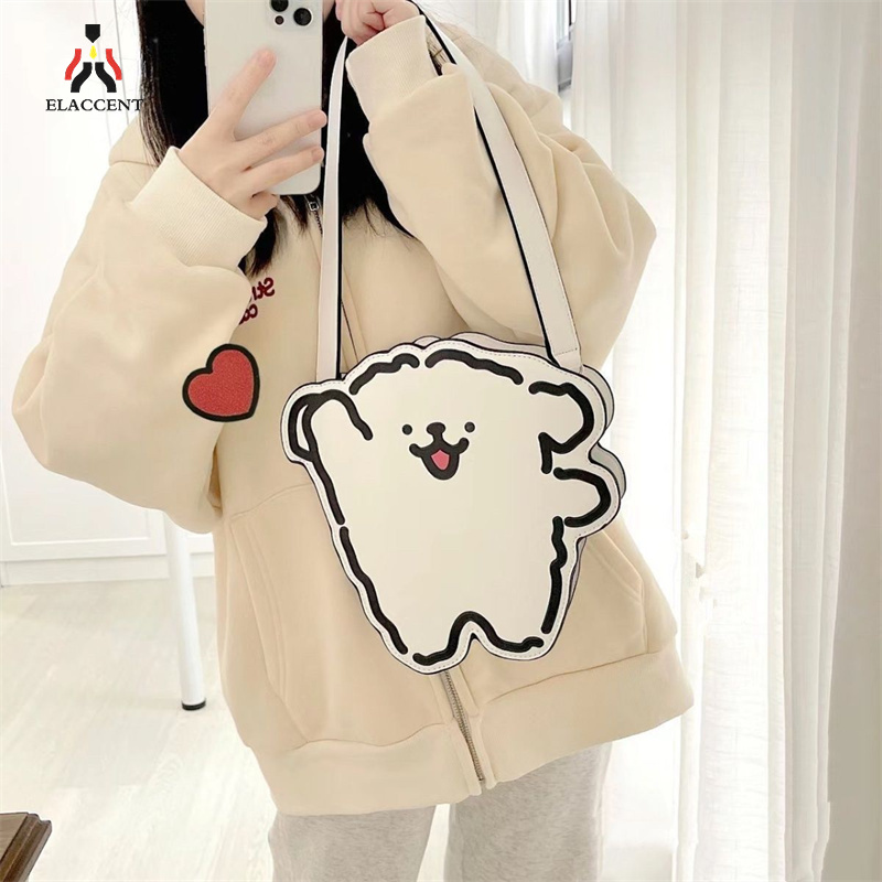 ELACCENT High-looking cartoon line puppy bag, cute crossbody bag