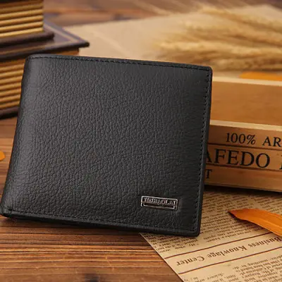 Luxury 100% Genuine Leather Wallet Fashion Short Bifold Men Wallet Casual Soild Men Wallets With Coin Pocket Purses Male Wallets - intl