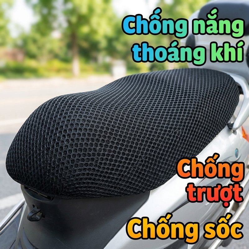 Lưới bọc yên xe máy bọc ghế xe điện thoáng khí chống nóng mùa hè chống trượt dễ lắp