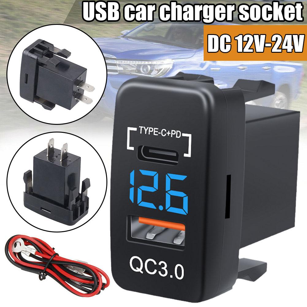 USB Car Charger Socket Type-C QC3.0 Port Voltmeter Car Non-destructive PD Charger Installation K6W6