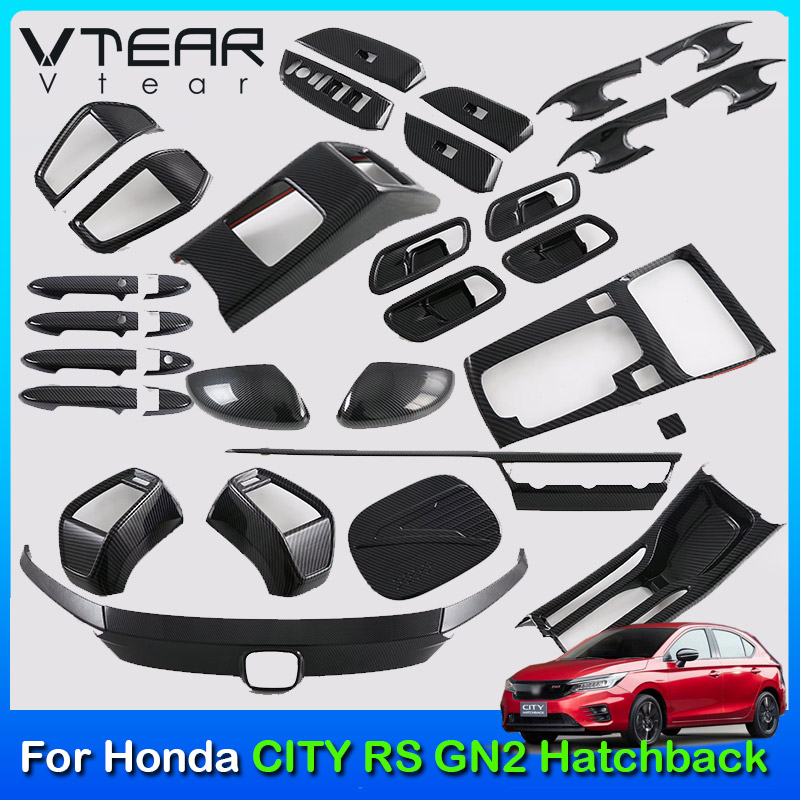 Vtear For Honda CITY GN Hatchback 2020-2024 Car Interior and Exterior Decoration Accessories Plastic Chrome Plating Carbon Fiber Pattern Steering Wheel Glitter Gear Shift Frame Cup Holder Door Bowl Handle Patch Modification Parts ราคา 325 บาท*ส่งฟรี
