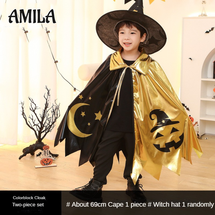 AMILA New cloak Halloween children's cloak Star Moon cloak Ccosplay wizard cloak ราคา  223 บาท*ส่งฟรี