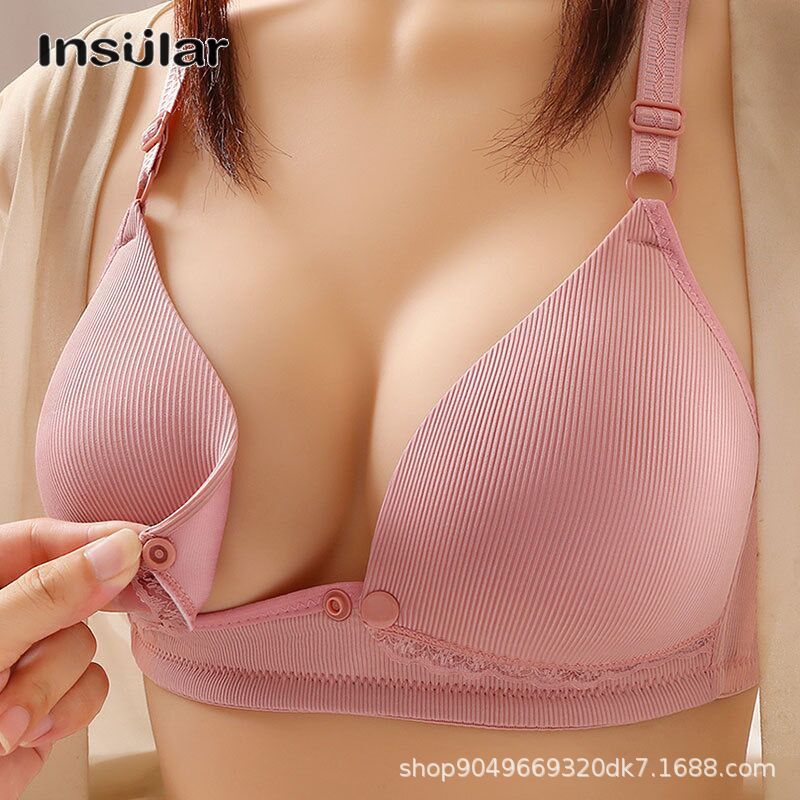 Insular Women's underwear front opening nursing bra thin design gathered anti sagging bra comfortable for postpartum women nursing bra large size underwear ราคา 137 บาท*ส่งฟรี