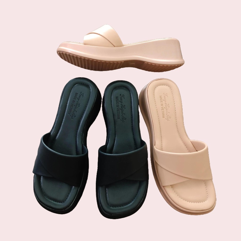 Dép nữ cao gót - đế cao 4F -( MS 22 ) quai xếp DéP Shoes GiàY