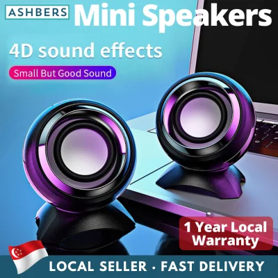 Mini Computer Speakers - 7 Colour Options, Notebook Compact Stereo USB Powered speakers, home desktop small speaker, Laptop audio household and Office wired speaker, subwoofer mobile phone HIFI Bass 3.5mm. Black, White, Green, Blue, Pink, Gold, Chrome.