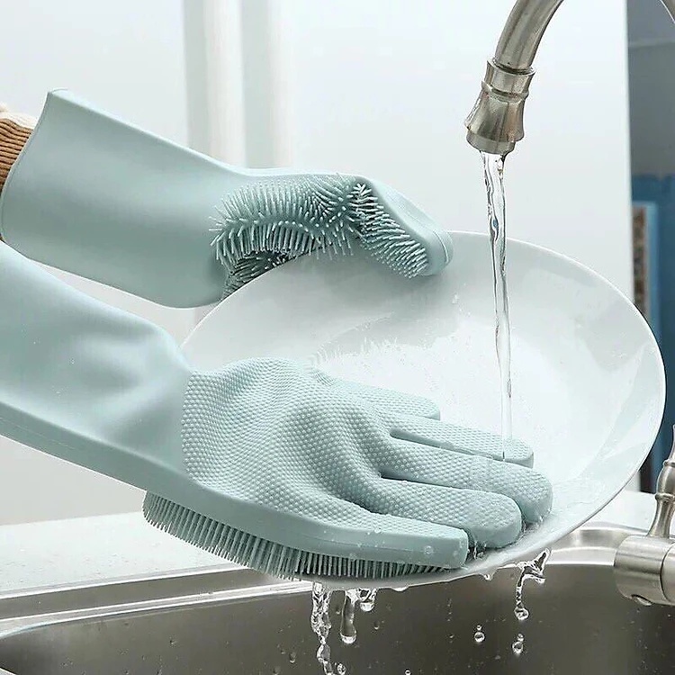 Găng tay silicon rửa chén đa năng - găng tay rửa chén silicon tạo bọt