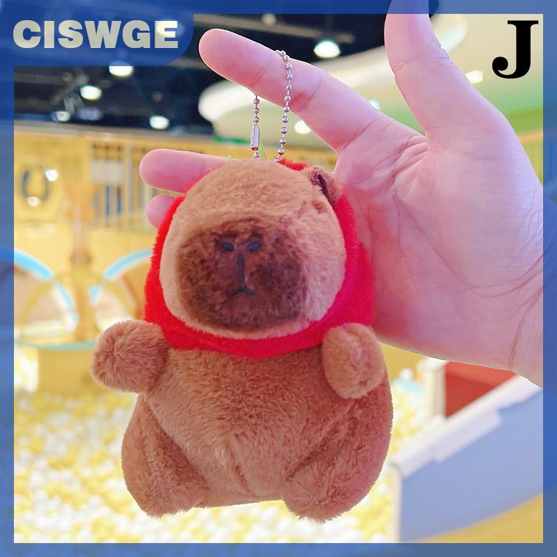 CISWGE Capybara sang trọng búp bê phim hoạt hình Keychain Mặt dây chuyền mềm nhồi bông búp bê Ba lô mặt dây chuyền xe túi vòng chìa khóa trang trí Kid Quà Tặng Keychain