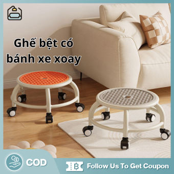 IFS Ghế tròn xoay bệt có bánh xe đa năng xoay 360 độ , ghế nail , ghế bệt đóng hàng khung viền chắc chắn , màu sắc trẻ trung