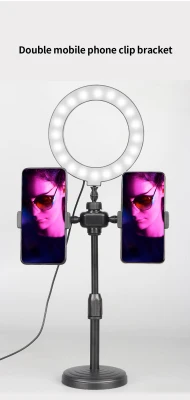 LED Selfie Ring Light Phone live Holder Dimmable Desktop Makeup Camera Ring light microphone stand