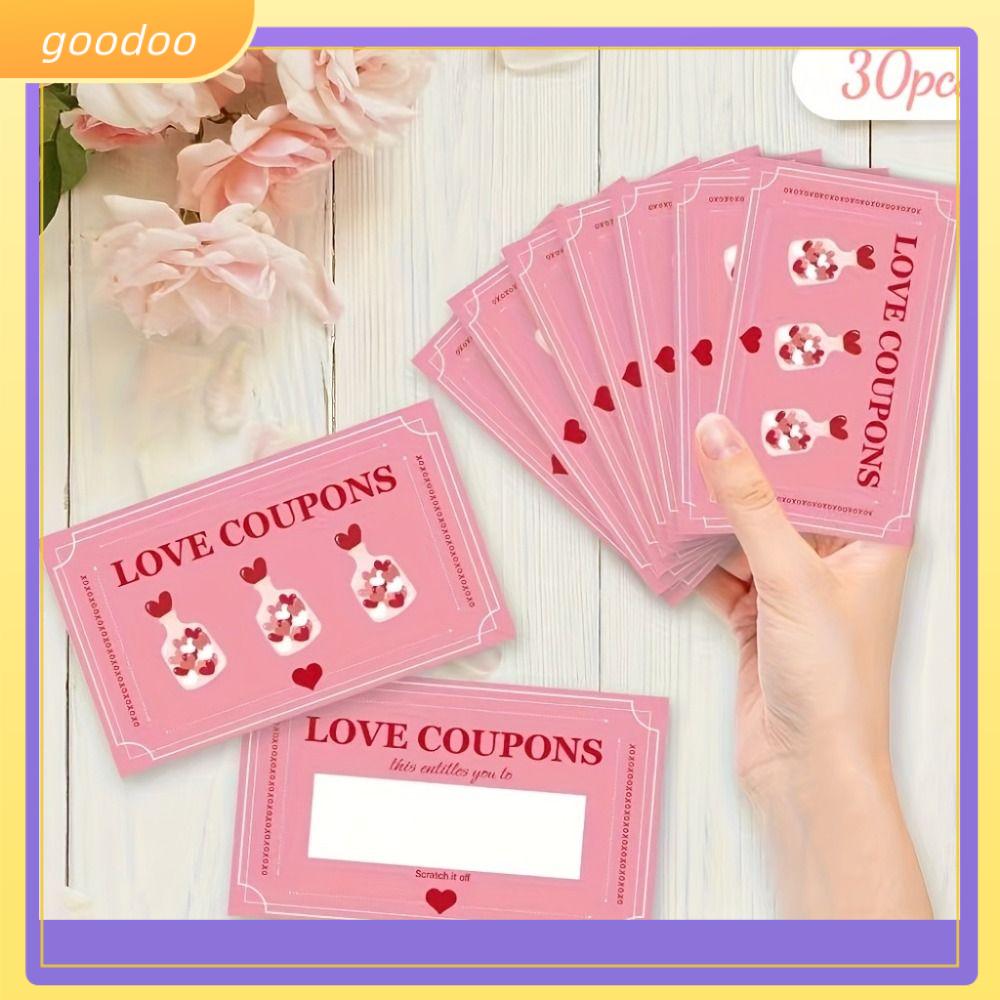 GOODOO 30PCS Màu hồng Thẻ cào ngày Valentine Tương tác cặp đôi Tự làm Thẻ cào may mắn Lãng mạn Vé thưởng cho các trò chơi tiệc tùng