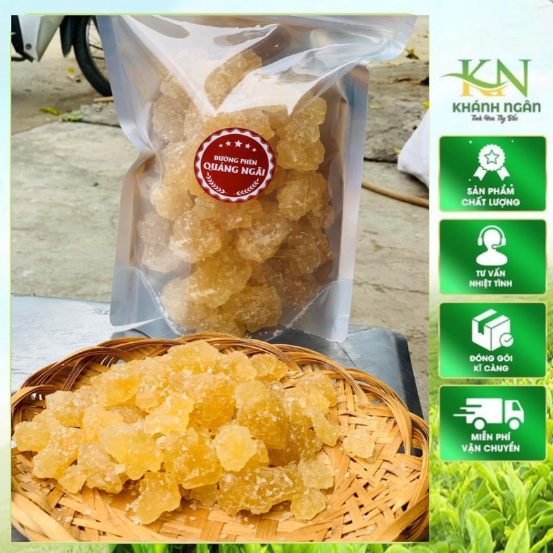 Đường phèn mật mía nguyên chất thô Quảng Ngãi (500g, 1kg) loại 1 không tẩy trắng, thơm, ngọt thanh