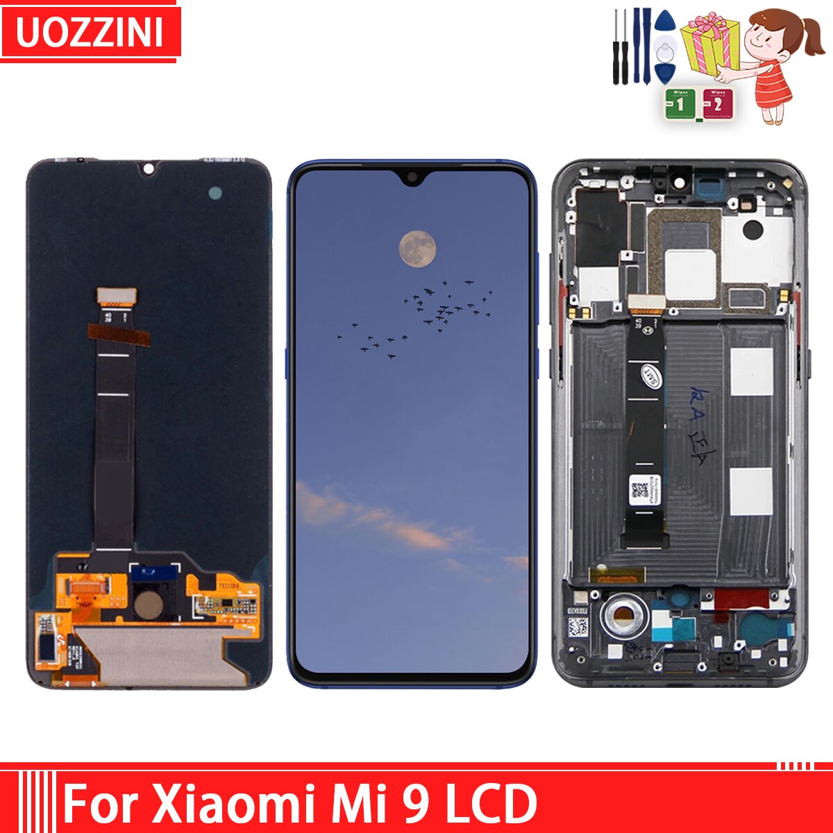 Màn hình LCD Super AMOLED 6.39 ''cho thích hợp cho Xiaomi Mi 9 Màn hình LCD màn hình cảm ứng số hóa lắp ráp với khung cho thích hợp cho Xiaomi mi9 m1902f1g hiển thị