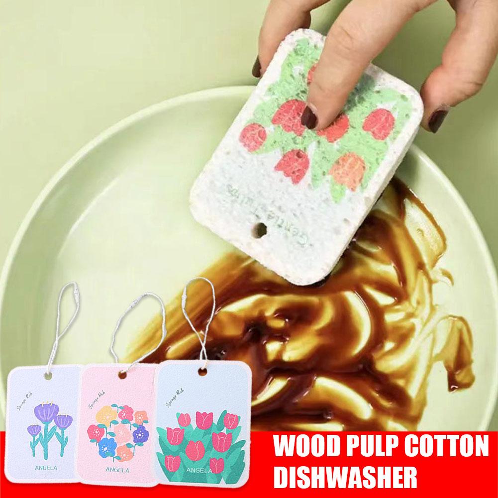 Cartoon Flower Dishwasher Sponge Magic Kitchen Pots Tool Washing Cleaning Sponge Household L2Z2