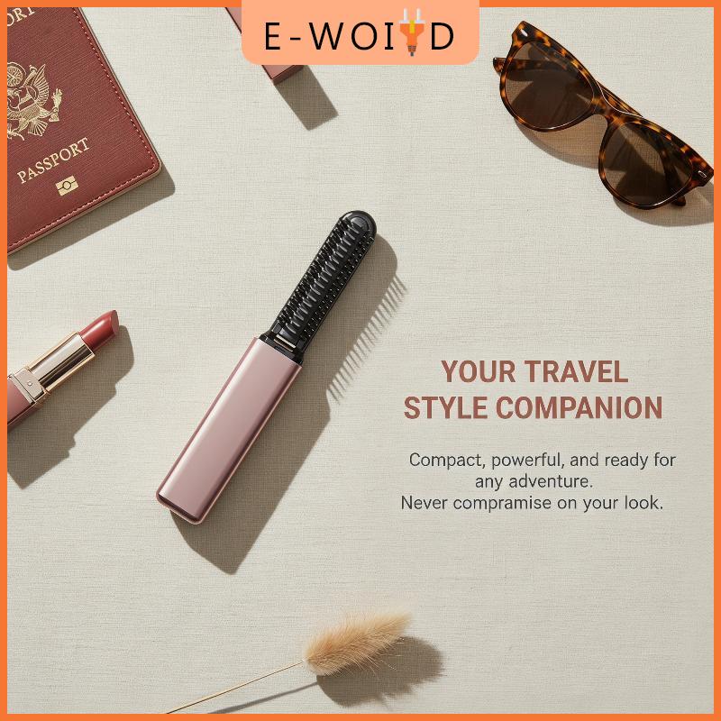 【E-WOITD】 หวีผมตรงขนาดเล็กชาร์จผ่าน USB, แปรงให้ความร้อนใช้ได้ทั้งชายและหญิง ราคา 111 บาท*ส่งฟรี