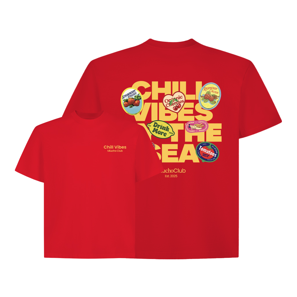 Áo thun boxy chill vibes 2104 Miucho cổ tròn vải cotton 2c 250gsm đứng form in mix