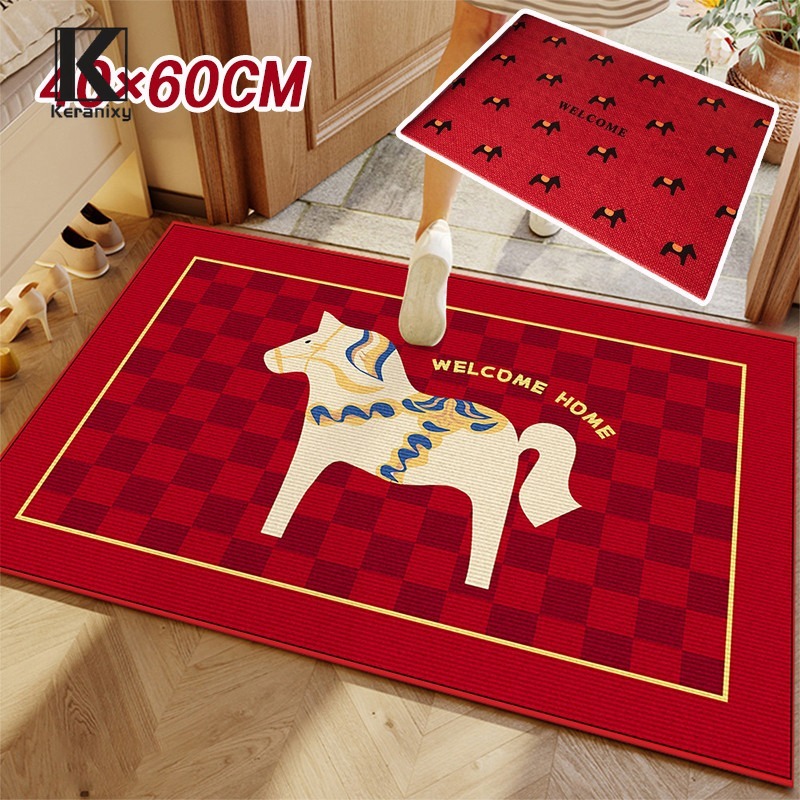 Keranixy พรมเช็ดเท้า 40*60cm ลายม้าน้อยน่ารัก ซึมซับน้ำได้ดี มีกันลื่น ทนทานต่อการสึกหรอ พรม ราคา 75 บาท*ส่งฟรี